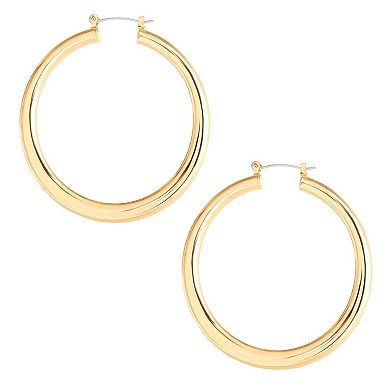 Gold Tone Polished Oversized Hoop Earrings