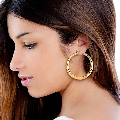 Gold Tone Polished Oversized Hoop Earrings