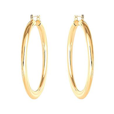 Gold Tone Polished Oversized Hoop Earrings