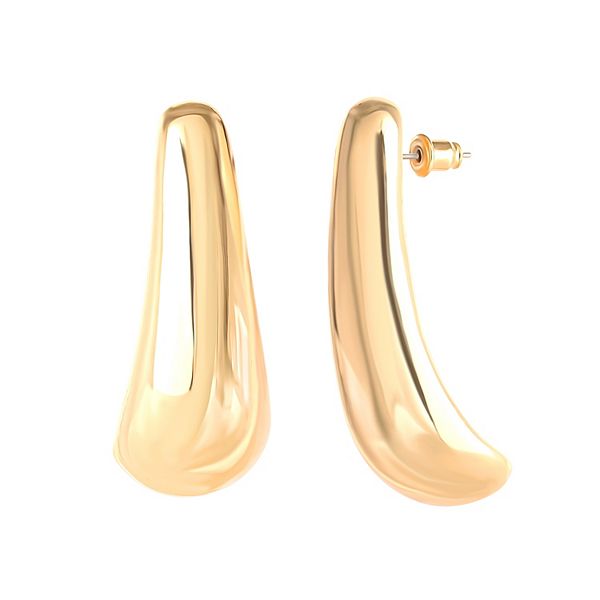 Gold Tone Curved Drop Earrings