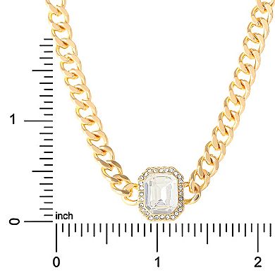 Gold Tone Glass Pendant Necklace