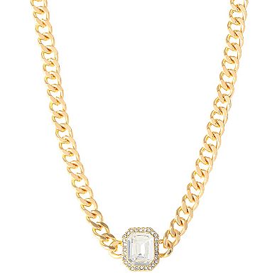 Gold Tone Glass Pendant Necklace