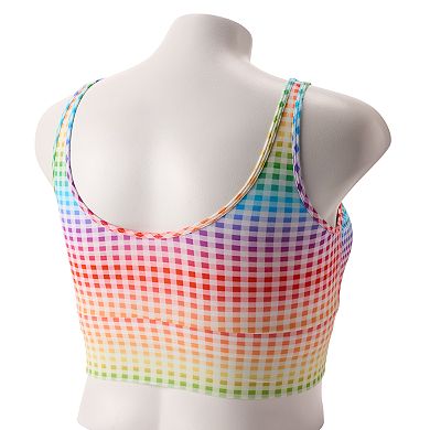 Adult TomboyX Rainbow Check Longline Scoopneck Bralette