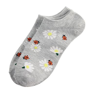 Women's Ladybugs & Daisies No Show Socks