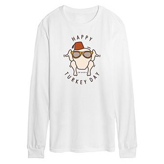 Men's Friends Happy Turkey Day Long Sleeve Graphic Tee