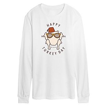 Men's Friends Happy Turkey Day Long Sleeve Graphic Tee