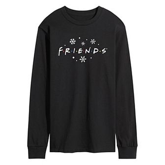 Men's Friends Logo Snowflakes Long Sleeve Graphic Tee