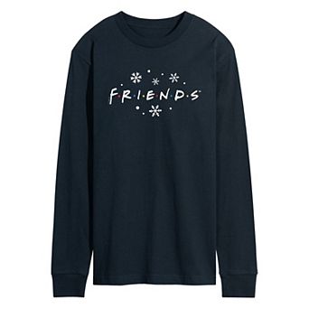 Men's Friends Logo Snowflakes Long Sleeve Graphic Tee