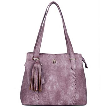 Julia Buxton Whip Stitch Leather RFID-Blocking Organizer Tote Bag