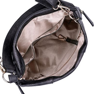 Julia Buxton Whip Stitch Leather RFID-Blocking Hobo Bag