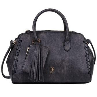 Julia Buxton Whip Stitch Leather RFID-Blocking Satchel