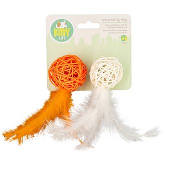 Kitty City Multi-Colored Wicker Ball Toys 2 pk
