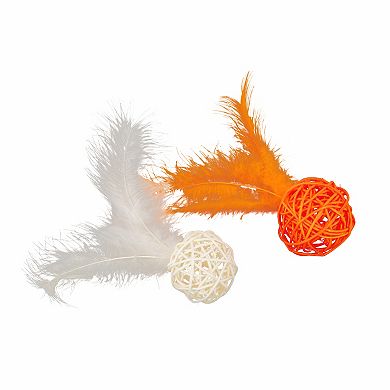 Kitty City Multi-Colored Wicker Ball Toys 2-pk.