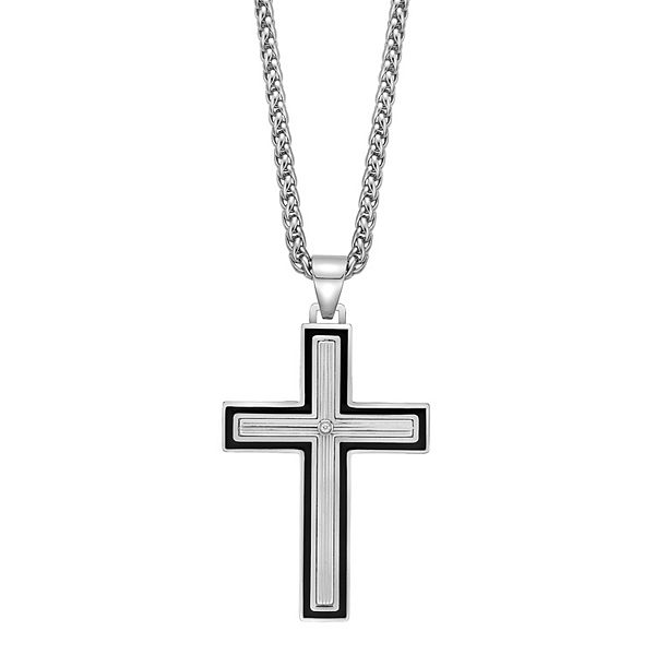 LYNX Stainless Steel Cubic Zirconia Cross Men's Pendant