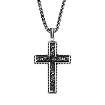 LYNX Stainless Steel Antique Finish Cross Men's Pendant