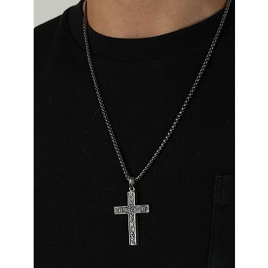 LYNX Stainless Steel Antique Finish Cross Men's Pendant