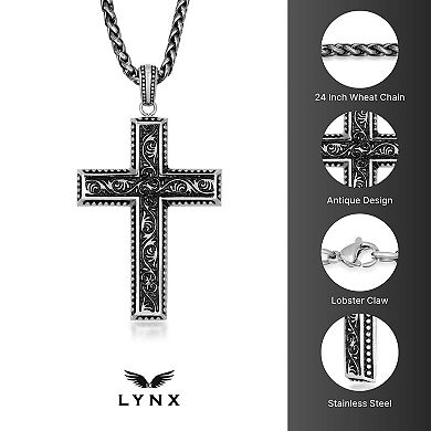 LYNX Stainless Steel Antique Finish Cross Men's Pendant