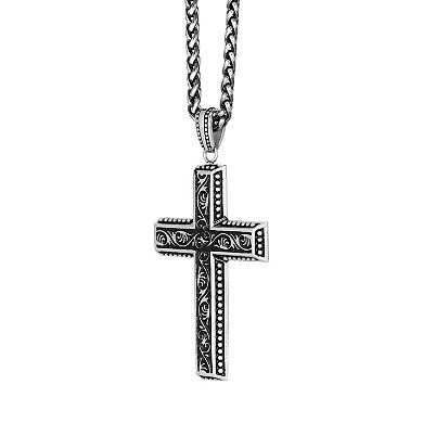 LYNX Stainless Steel Antique Finish Cross Men's Pendant