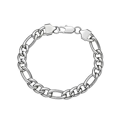 LYNX Stainless Steel 9MM Figaro Chain Men's Bracelet and Necklace Set