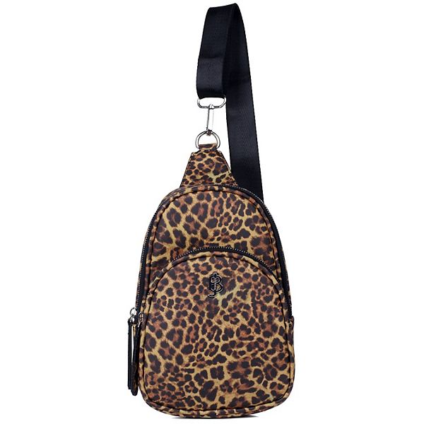 Julia Buxton Floral Printed Vegan Leather Sling Bag - Leopard Black