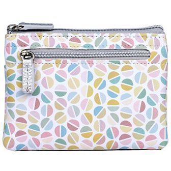 Julia Buxton Split Polka Dot Print Faux Leather Large ID Coin Case