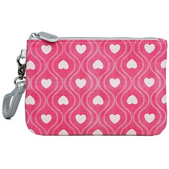 Julia Buxton Swervy Hearts Print Faux Leather Wristlet Pouch