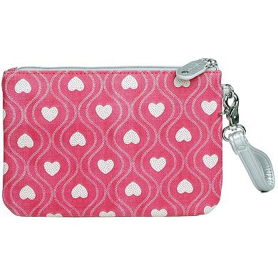 Julia Buxton Swervy Hearts Print Faux Leather Wristlet Pouch