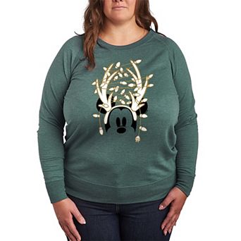 Disney's Mickey Mouse Plus Size Antlers Gold French Terry Long Sleeve Tee