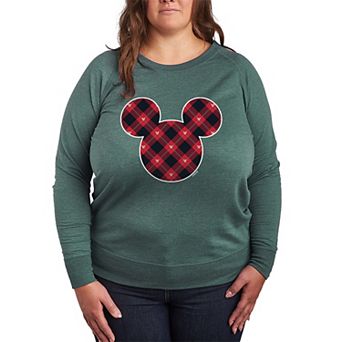 Disney's Mickey Mouse Plus Size Plaid Silhouette French Terry Long Sleeve Tee