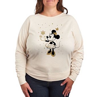 Disney's Minnie Mouse Plus Size Winter Sparkle French Terry Long Sleeve Tee