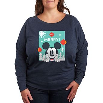 Disney's Mickey Mouse Plus Size Get Merry French Terry Long Sleeve Tee