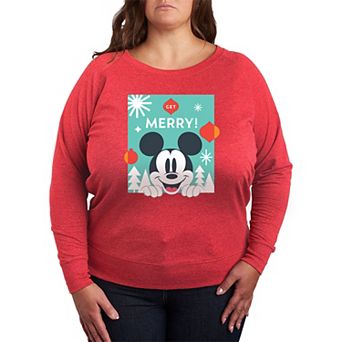 Disney's Mickey Mouse Plus Size Get Merry French Terry Long Sleeve Tee