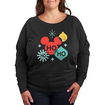 Disney's Mickey Mouse Plus Size Ho Ho Ho French Terry Long Sleeve Tee