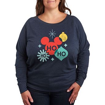 Disney's Mickey Mouse Plus Size Ho Ho Ho French Terry Long Sleeve Tee