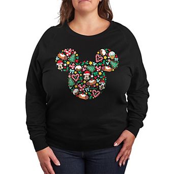 Disney's Mickey Mouse Plus Size Christmas Silhouette French Terry Long Sleeve Tee