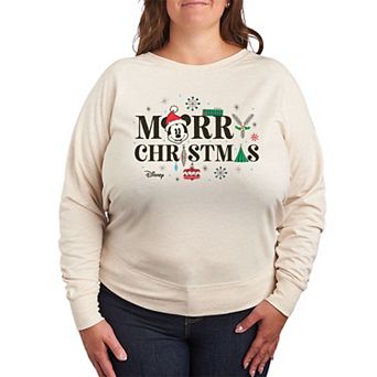 Disney's Mickey Mouse Plus Size Merry Christmas French Terry Long Sleeve Tee
