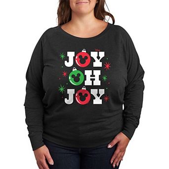 Disney's Mickey Mouse Plus Size Joy Oh Joy French Terry Long Sleeve Tee