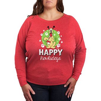 Disney's Pluto Plus Size Happy Howlidays French Terry Long Sleeve Tee