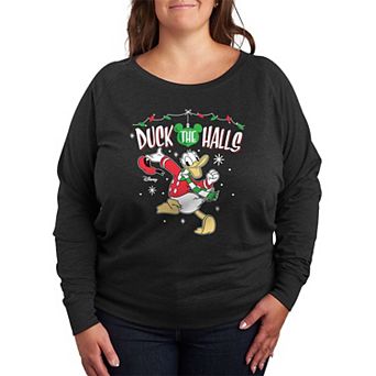 Disney's Donald Duck Plus Size Duck The Halls French Terry Long Sleeve Tee