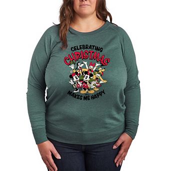 Disney's Mickey Mouse & Friends Plus Size Celebrating Christmas French Terry Long Sleeve Tee