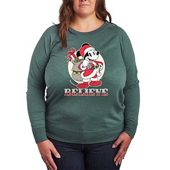 Disney's Mickey Mouse Plus Size Believe French Terry Long Sleeve Tee