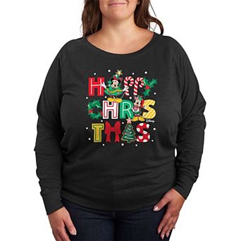 Disney's Mickey Mouse Plus Size Happy Christmas French Terry Long Sleeve Tee