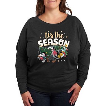 Disney's Mickey Mouse & Friends Plus Size Tis The Season French Terry Long Sleeve Tee