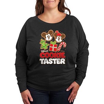 Disney's Mickey & Minnie Mouse Plus Size Official Cookie Taster French Terry Long Sleeve Tee
