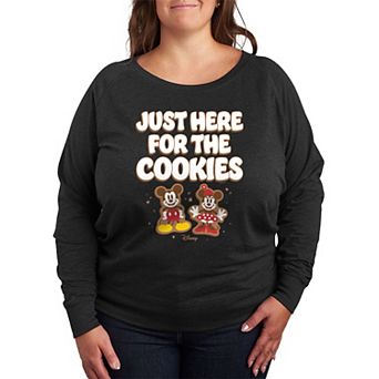 Disney's Mickey & Minnie Mouse Plus Size Just Here For The Cookies French Terry Long Sleeve Tee