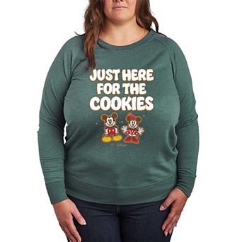Disney's Mickey & Minnie Mouse Plus Size Just Here For The Cookies French Terry Long Sleeve Tee
