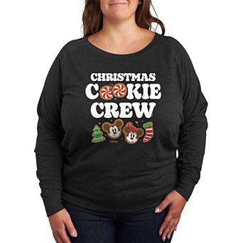 Disney's Mickey & Minnie Mouse Plus Size Christmas Cookie Crew French Terry Long Sleeve Tee