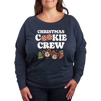 Disney's Mickey & Minnie Mouse Plus Size Christmas Cookie Crew French Terry Long Sleeve Tee