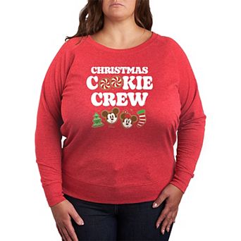Disney's Mickey & Minnie Mouse Plus Size Christmas Cookie Crew French Terry Long Sleeve Tee