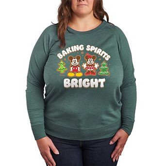 Disney's Mickey & Minnie Mouse Plus Size Baking Spirits Bright French Terry Long Sleeve Tee